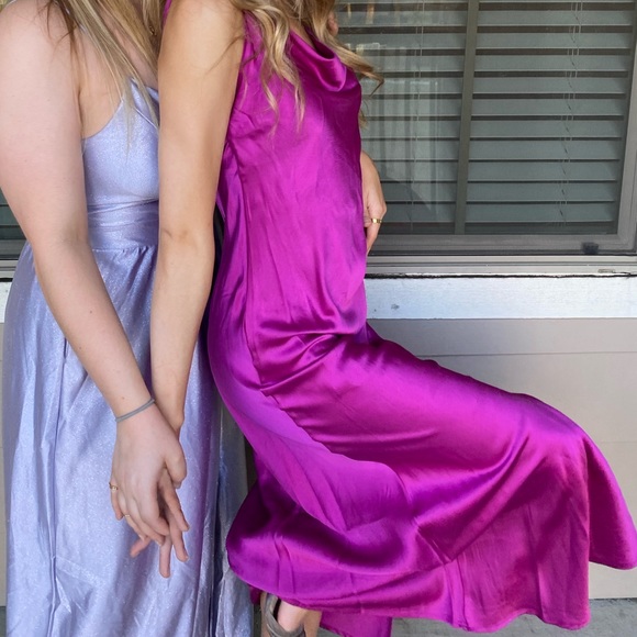 SILK MAGENTA SORORITY FORMAL/PROM DRESS - Picture 3 of 4